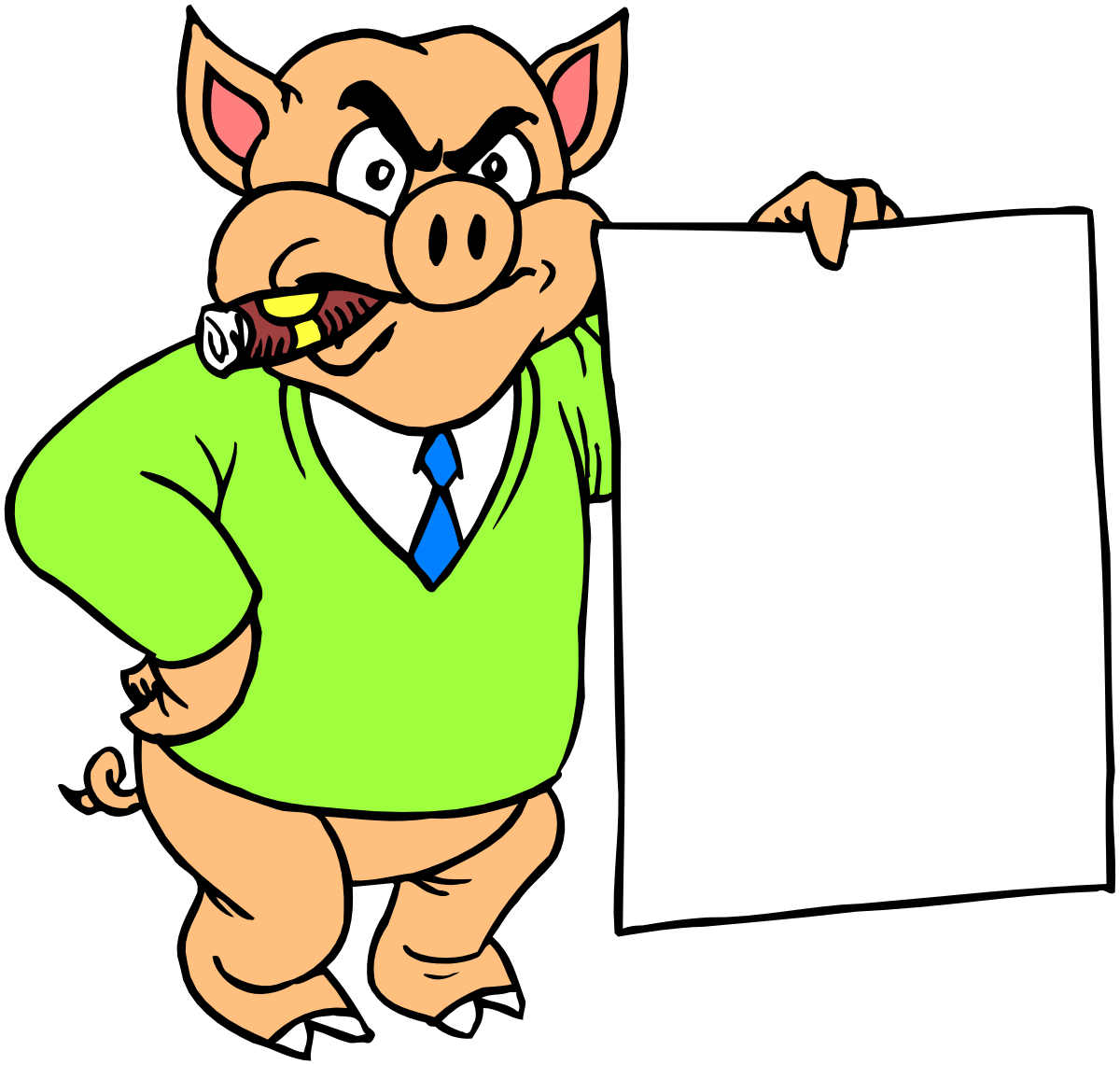 Pig Holding Sign Clipart - Playful Frames and Borders