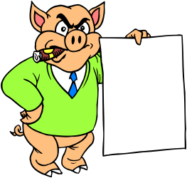 Pig Holding Sign Clipart - Playful Frames and Borders
