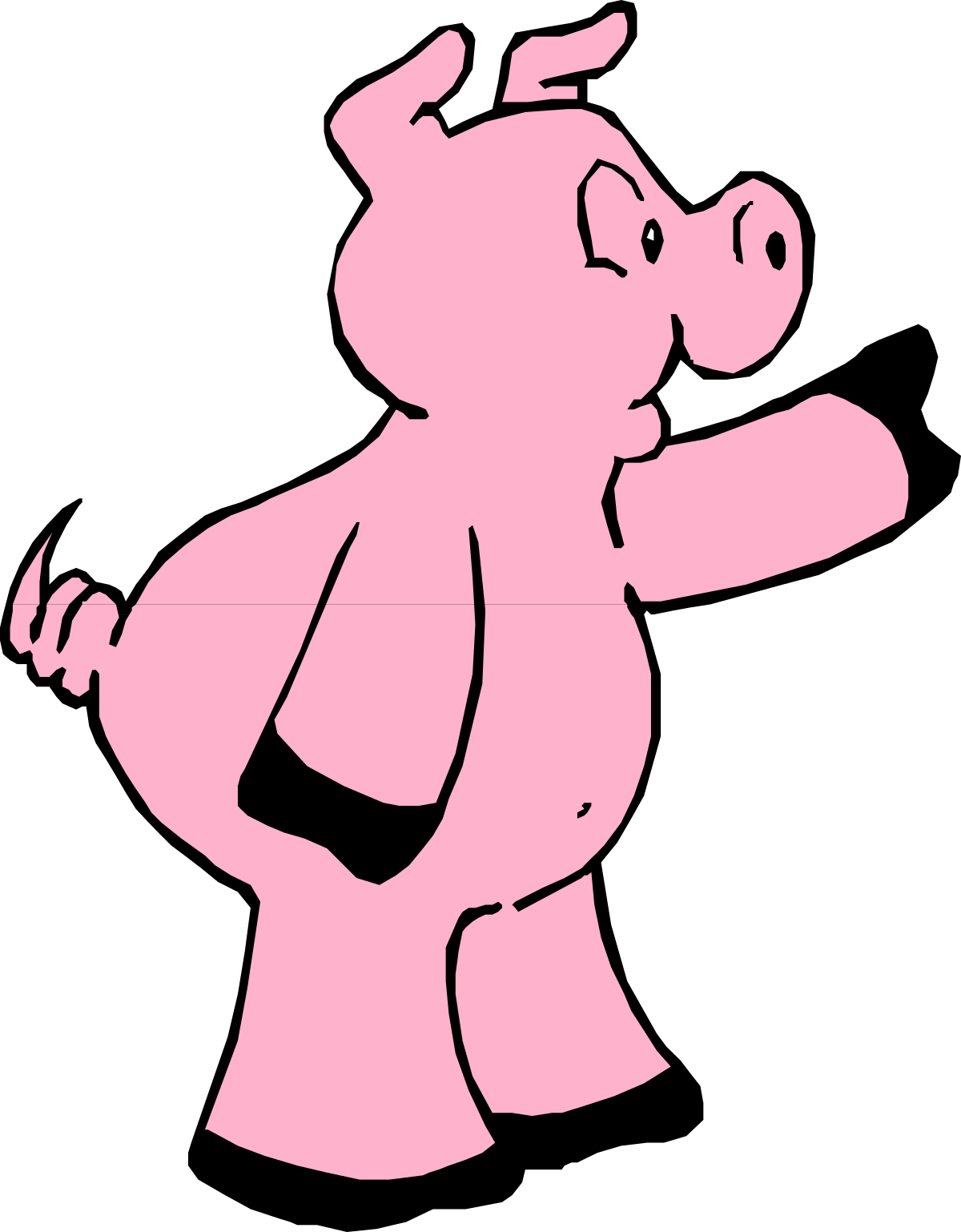 Pink Pig on Black Background - Unique Clipart for Creative Projects