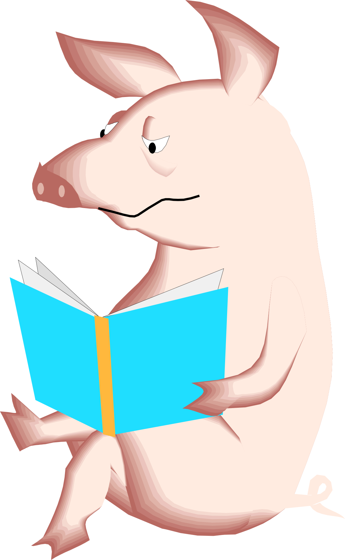Pig Reading a Book Clipart  Charming and Whimsical Illustration