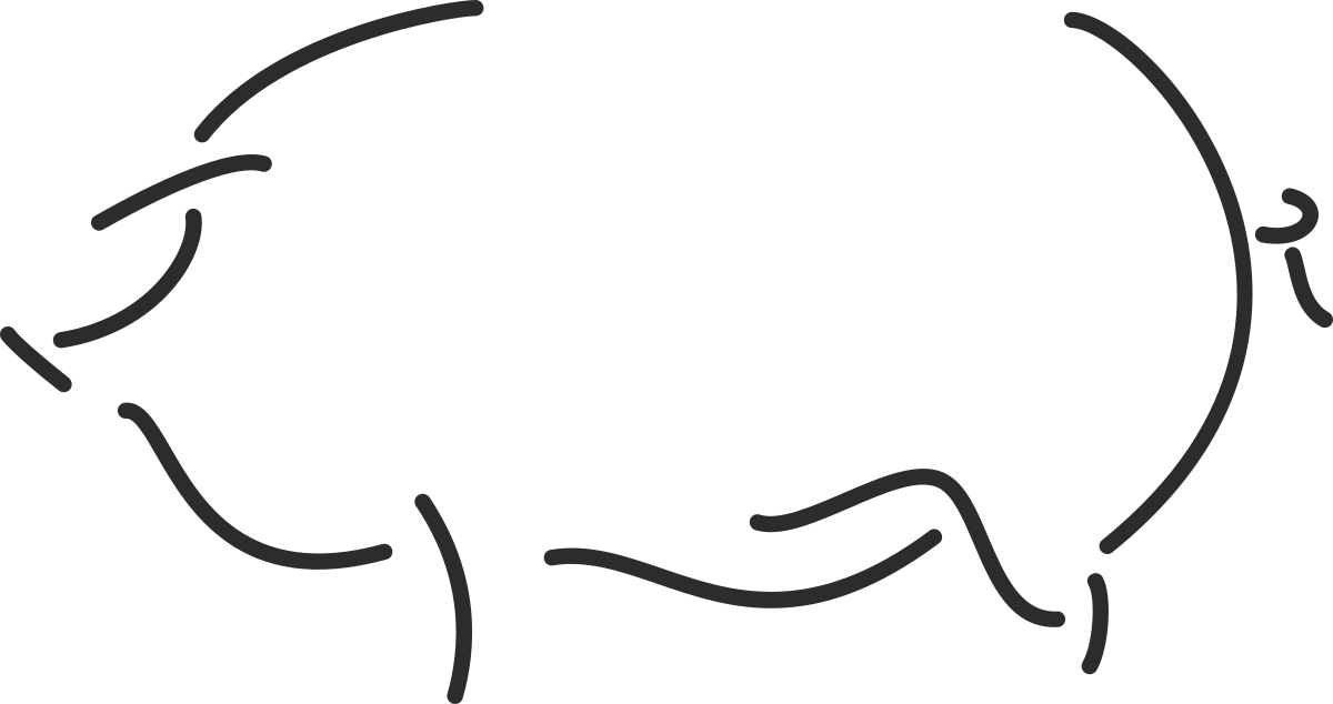 Pig Clipart with Bold Black Outline - Perfect for Creative Projects