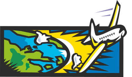 Airplane Over Map Clipart: Scenic Aerial Adventure