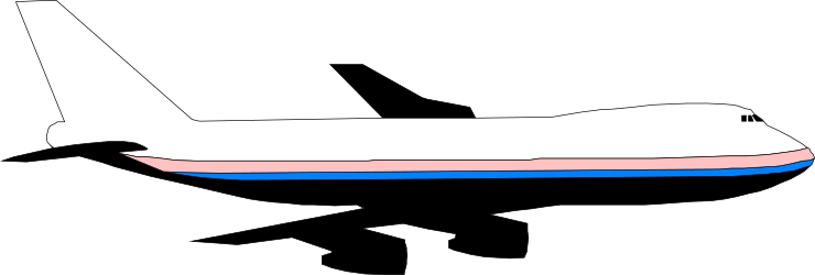 Airplane Clipart: White Plane with Blue and Pink Stripes