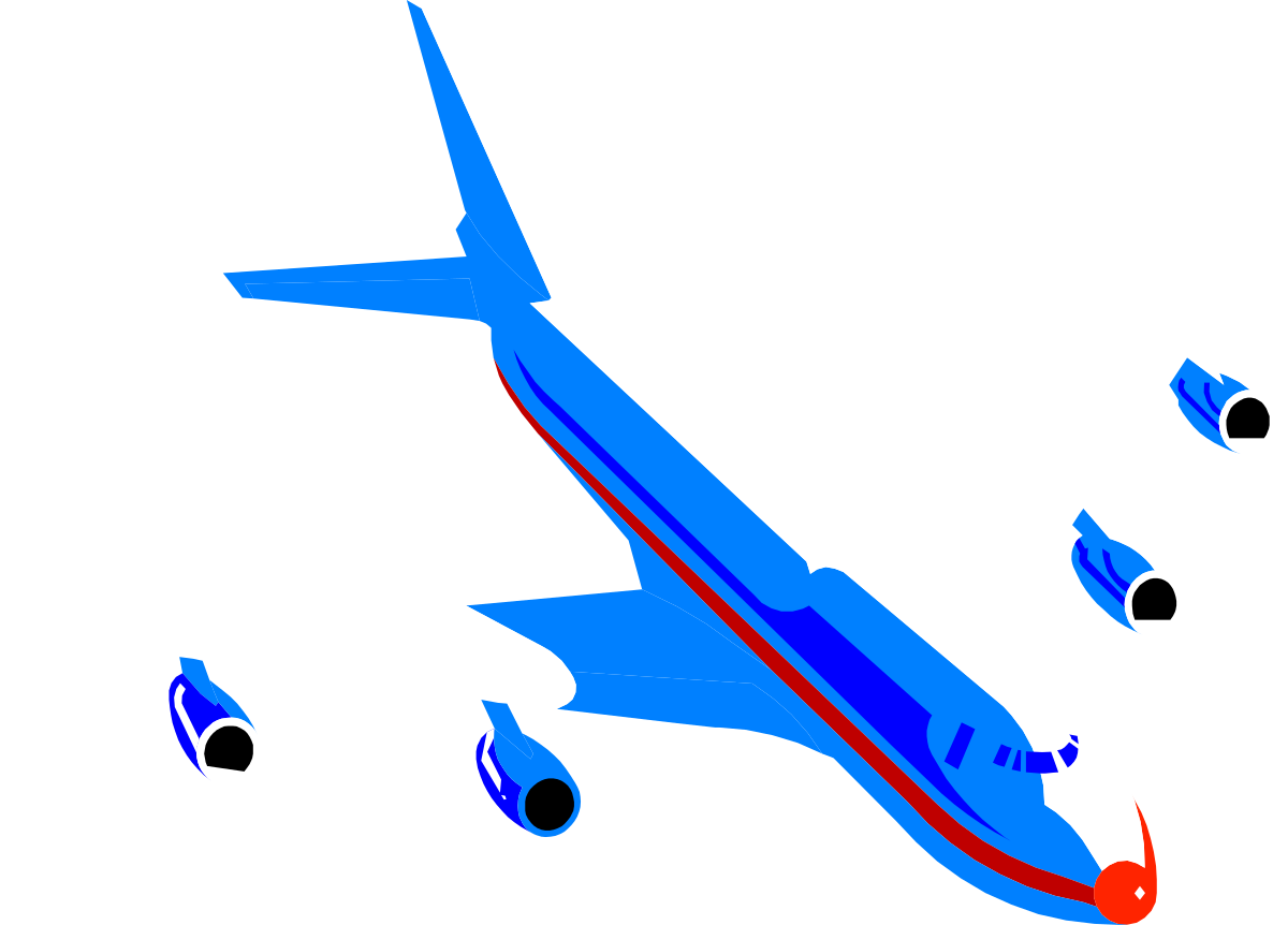 Airplane Clipart: Blue and White Aircraft with Striking Red Stripes
