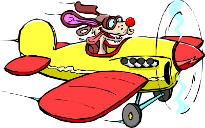 Cartoon Airplane with Dog: Playful Flying Adventure Clipart
