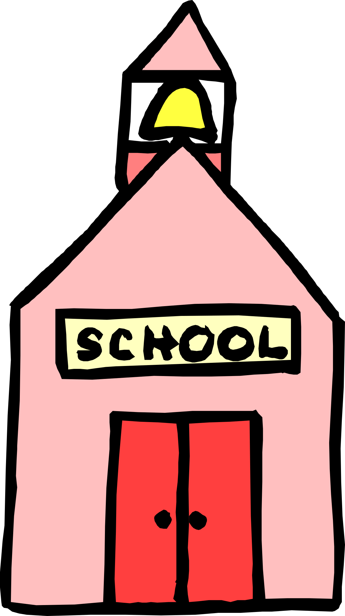 School Building Clipart with Prominent School Sign