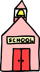 School Building Clipart with Prominent School Sign
