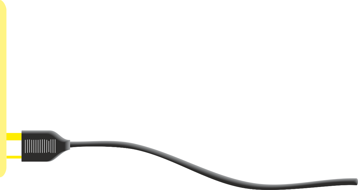 Power Cord Clipart: Yellow Power Cord with Black Plug for Communication Needs