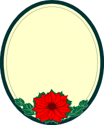 Christmas Wreath with Poinsettias and Holly Leaves Clipart