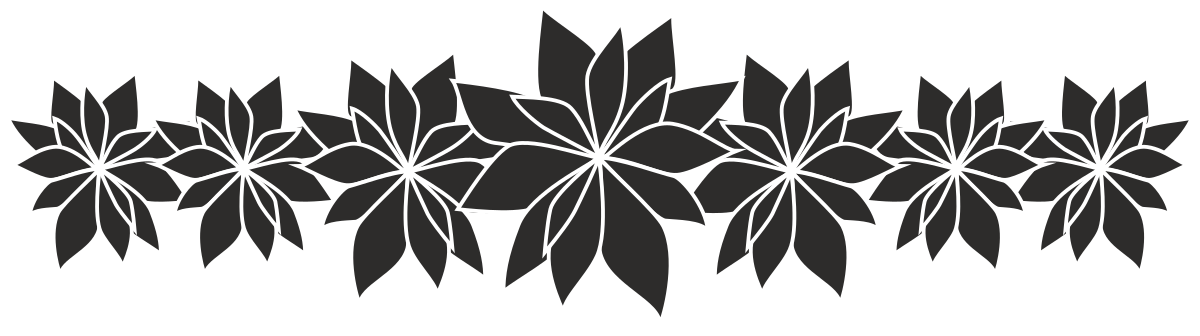 Elegant Black and White Plant Borders with Poinciana Flowers Clipart