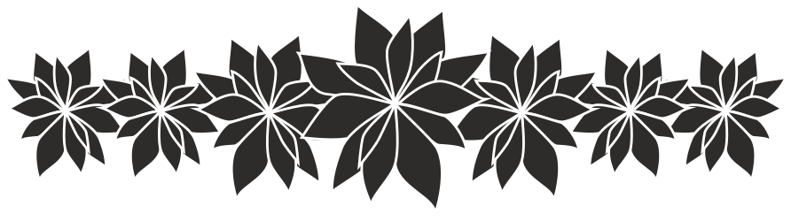 Elegant Black and White Plant Borders with Poinciana Flowers Clipart