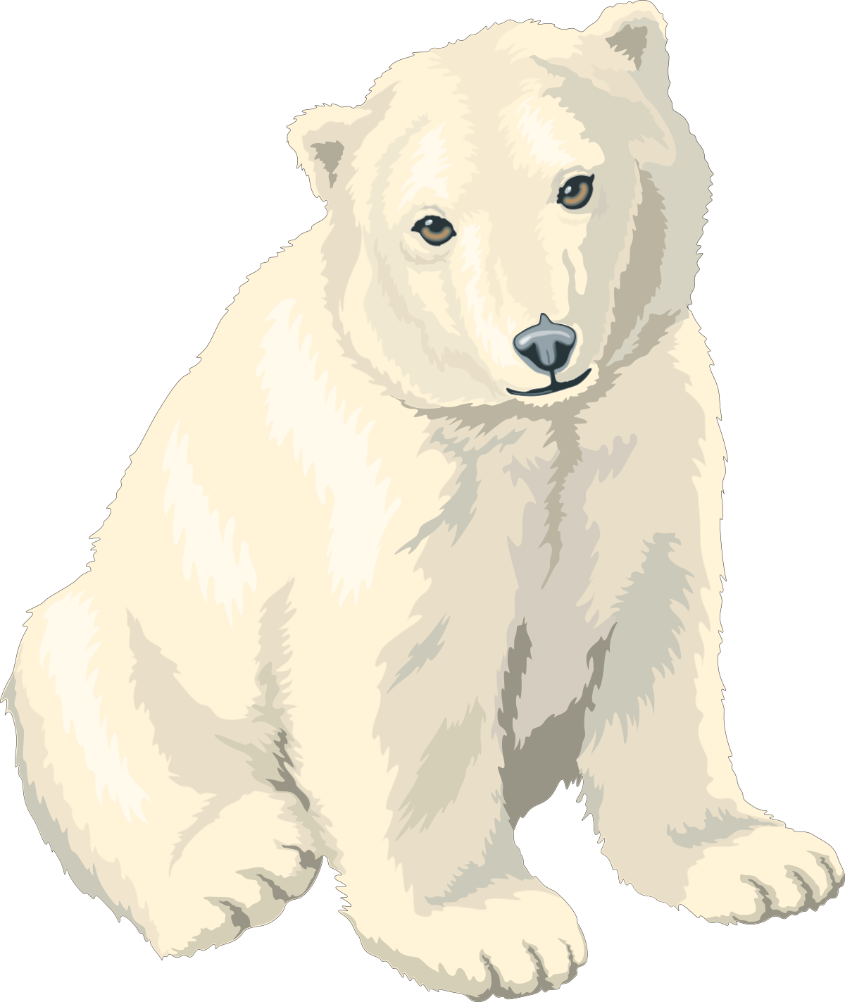 a white polar bear sitting down clip art png transparent Polar Bear Sitting Clipart - White Arctic Wildlife Illustration