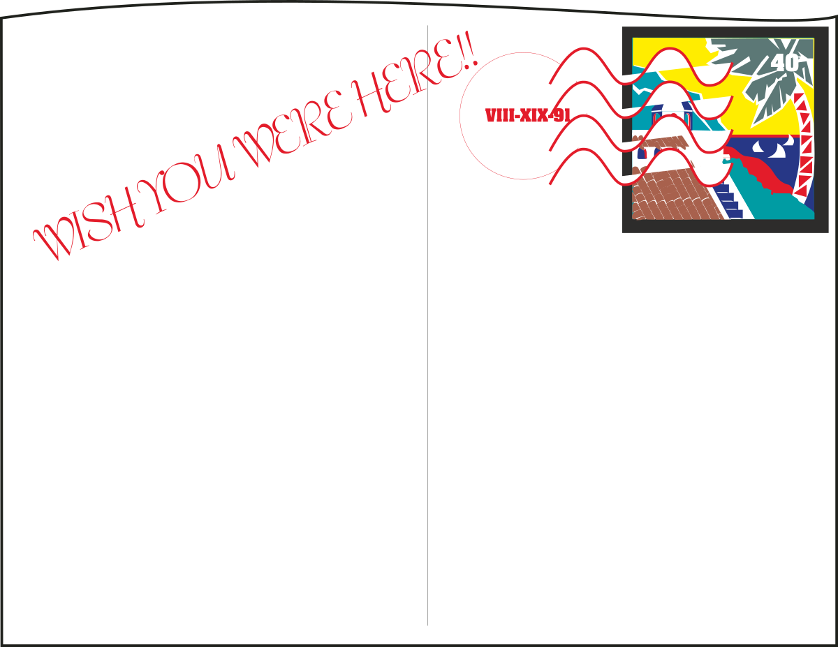 Borders Holiday Postcard Clipart with Red and Yellow Design