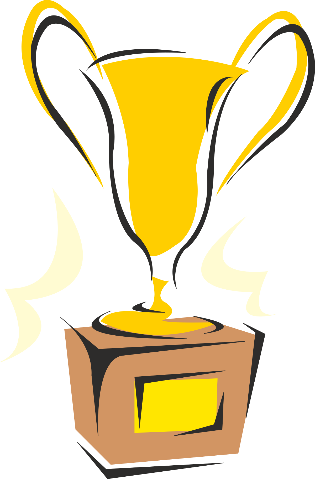 Yellow Trophy Clipart on Black Background: Award Symbol for Achievement