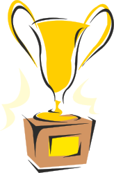 Yellow Trophy Clipart on Black Background: Award Symbol for Achievement