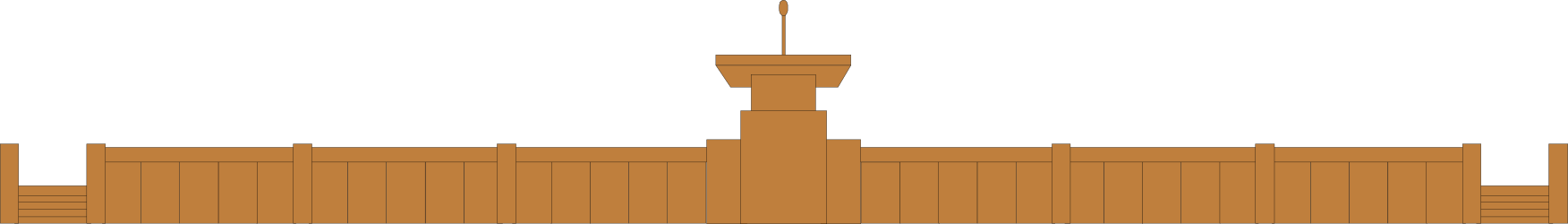 Wooden Fence with Tower Clipart - Borders and Bars