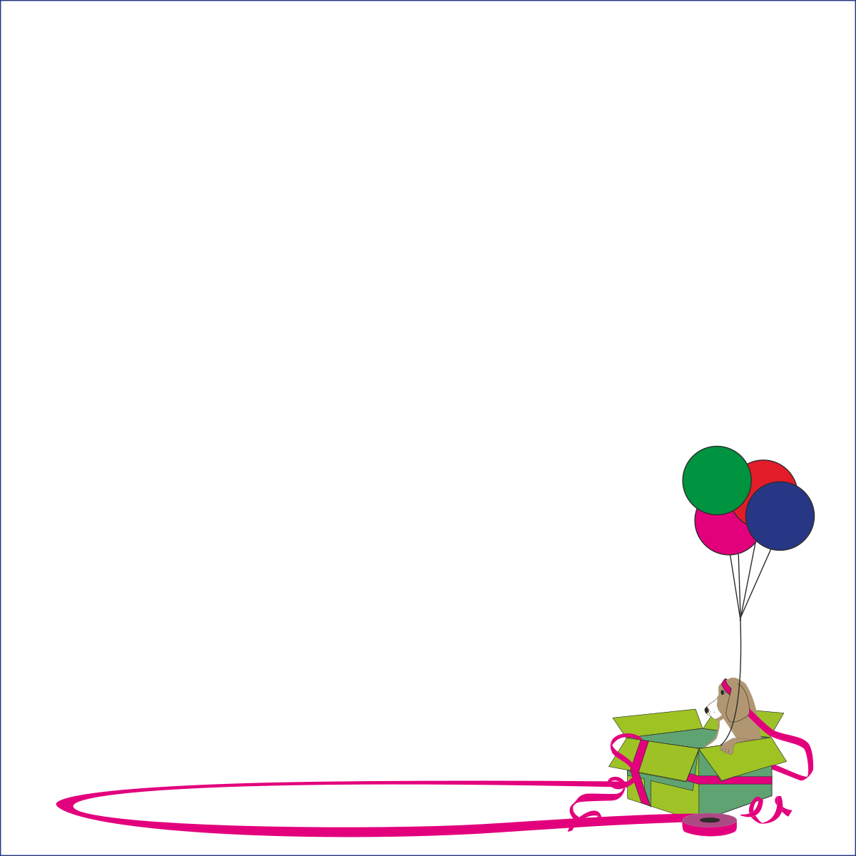 Borders with Cute Puppy Clipart - Person Holding Balloon with Pink Ribbon