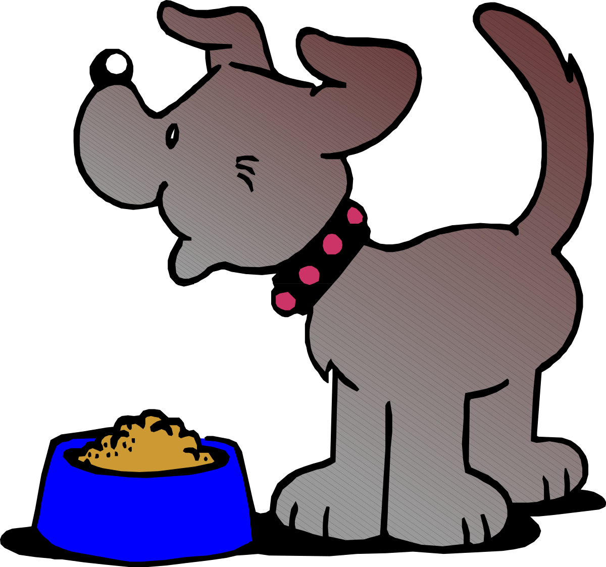 Dog Eating Food from Bowl Clipart - Adorable Pet Illustration