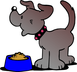 Dog Eating Food from Bowl Clipart - Adorable Pet Illustration