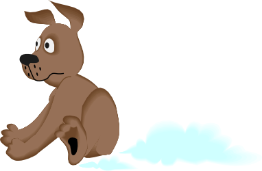 Brown Dog Sitting on a Cloud - Whimsical Clipart