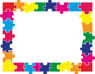 Borders Leisure Clipart: Square Puzzle Piece on Black Background