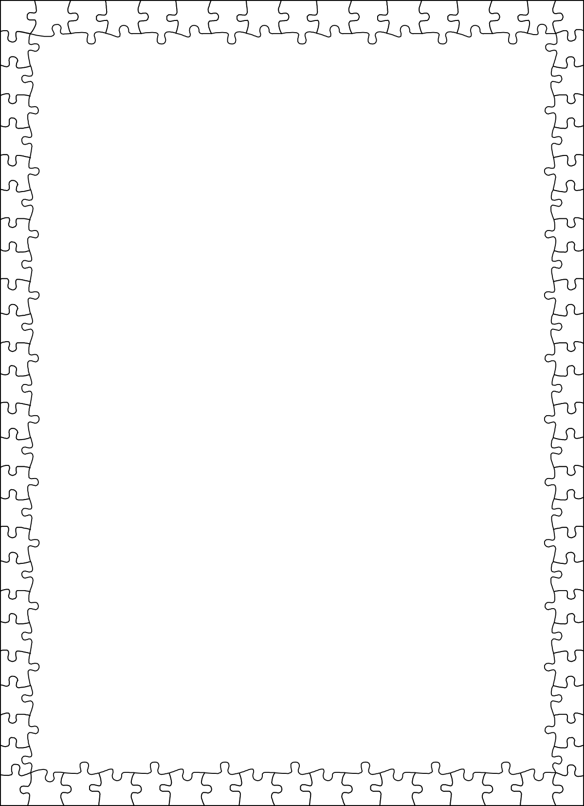 Black and White Puzzle Piece Frame Clipart for Creative Borders