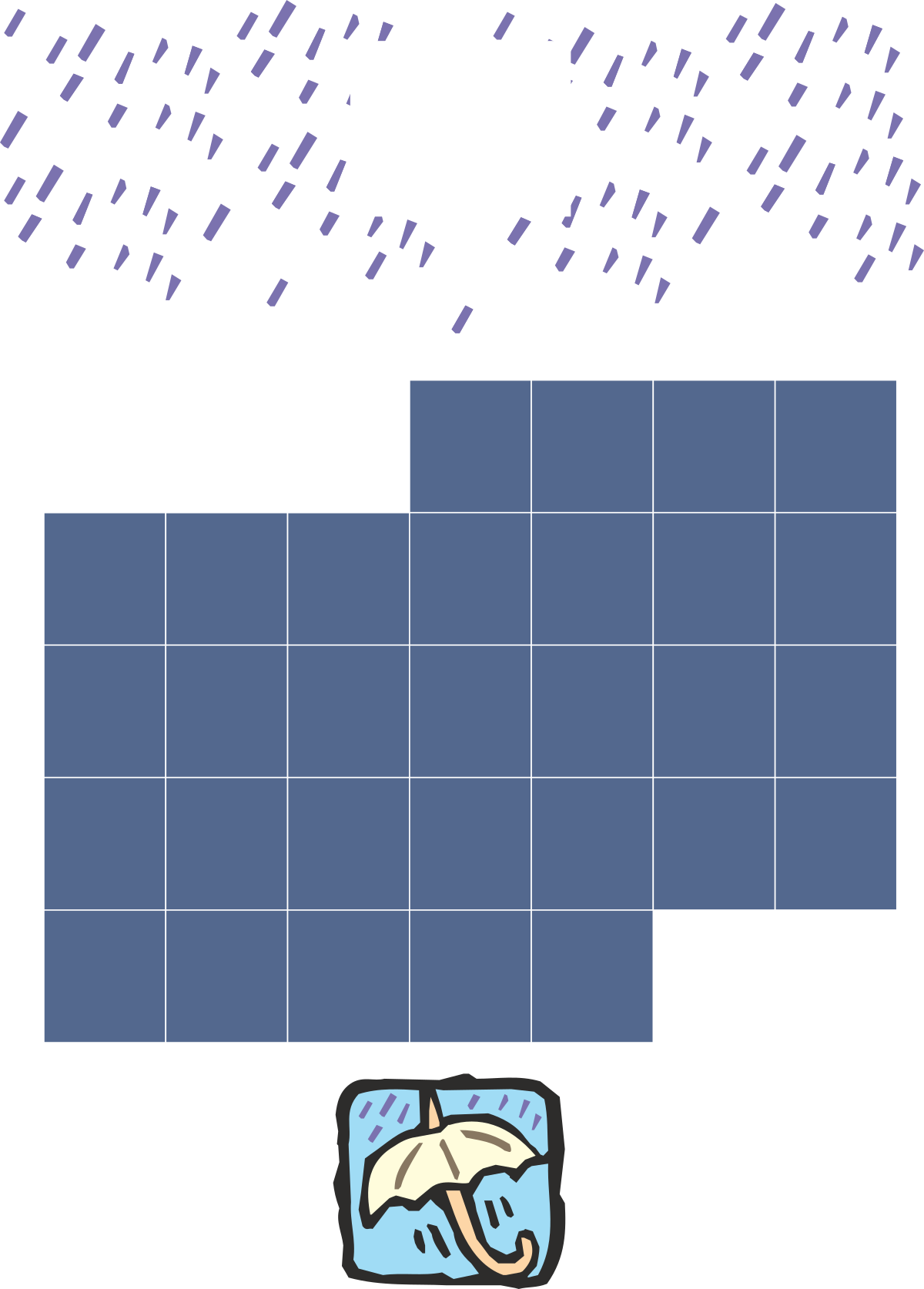 Blue and White Map with Square Overlay Clipart