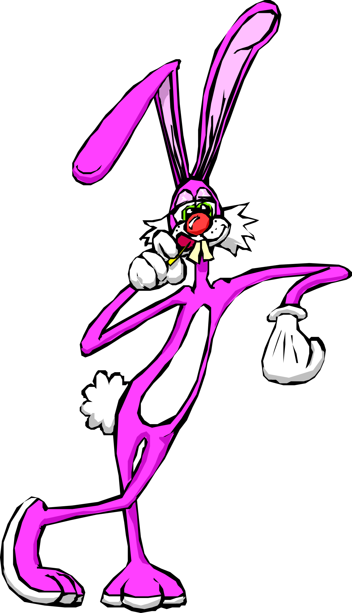 Cartoon Bunny in Pink Outfit and White Hat - Adorable Clipart