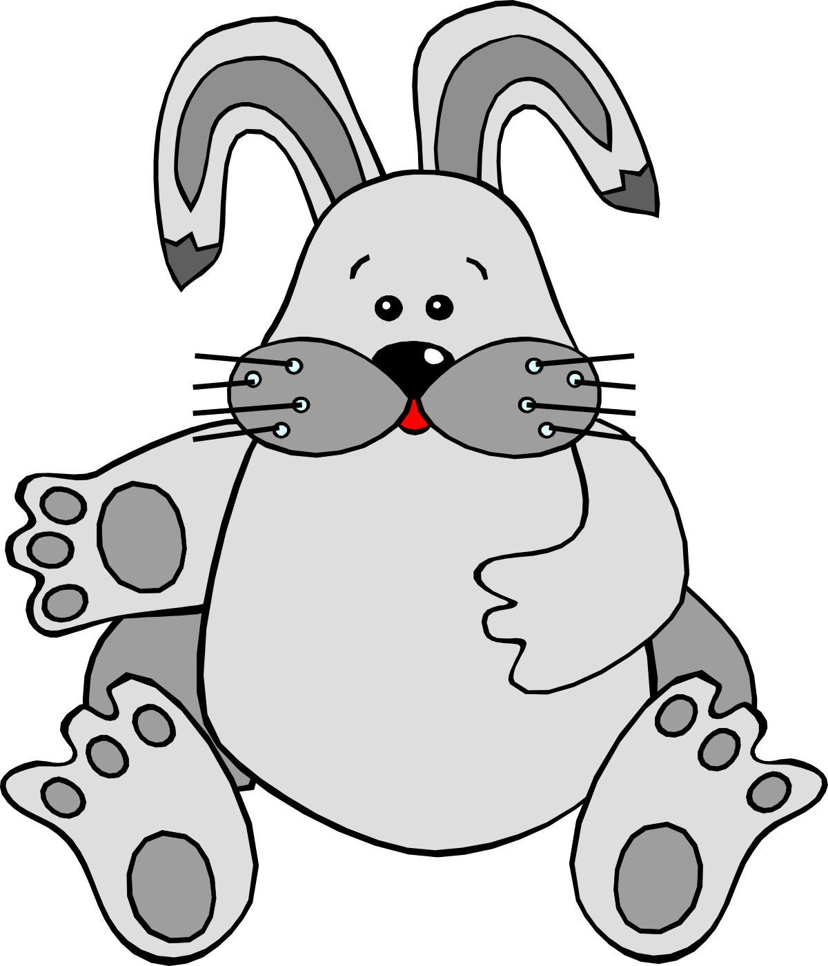 Cartoon Bunny Sitting with Open Paws - Playful Clipart for Every Project