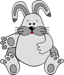 Cartoon Bunny Sitting with Open Paws - Playful Clipart for Every Project