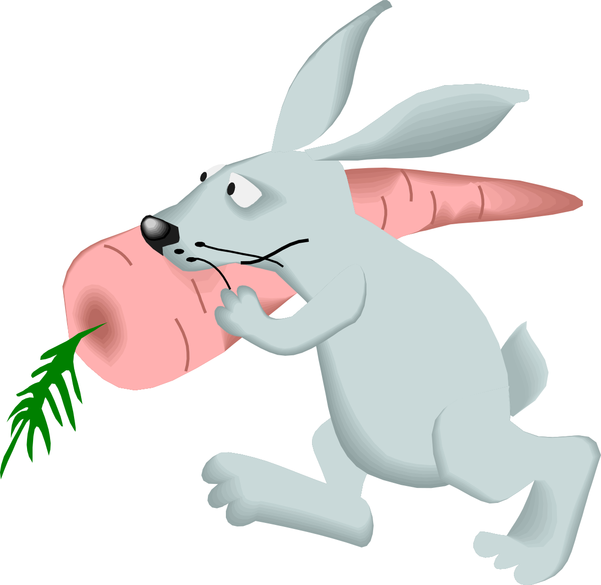 Cartoon Bunny Running with Carrot - Fun Clipart for All Ages