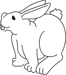 White Rabbit Sitting on Ground Clipart - Charming Woodland Scene
