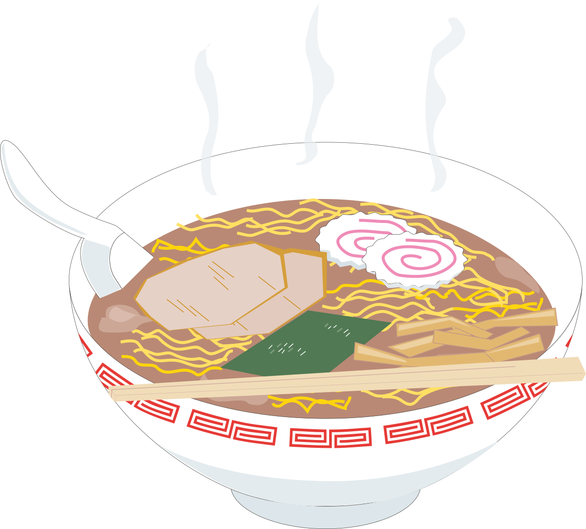 Noodles Bowl with Chops Clipart - Flavorful Asian Cuisine