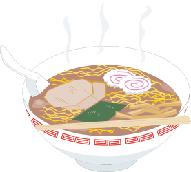 Noodles Bowl with Chops Clipart - Flavorful Asian Cuisine