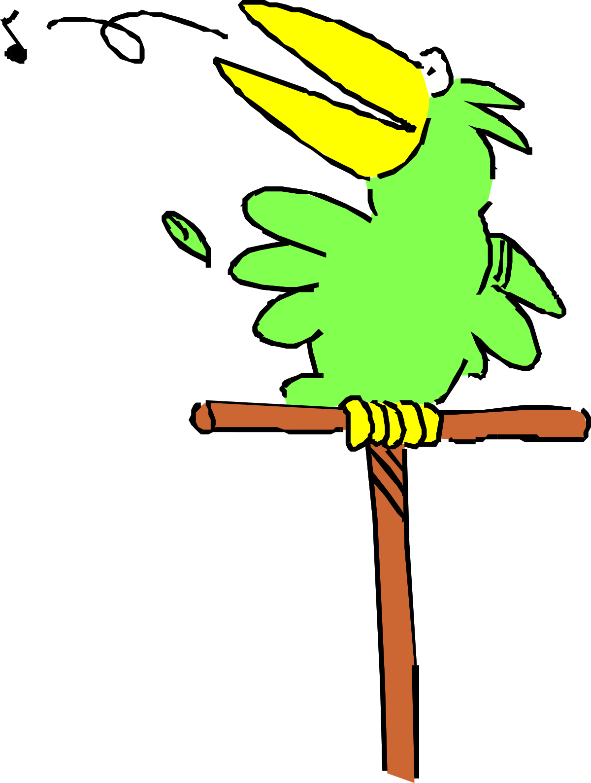 Green Bird Sitting on a Branch - Vibrant Clipart for Nature Lovers