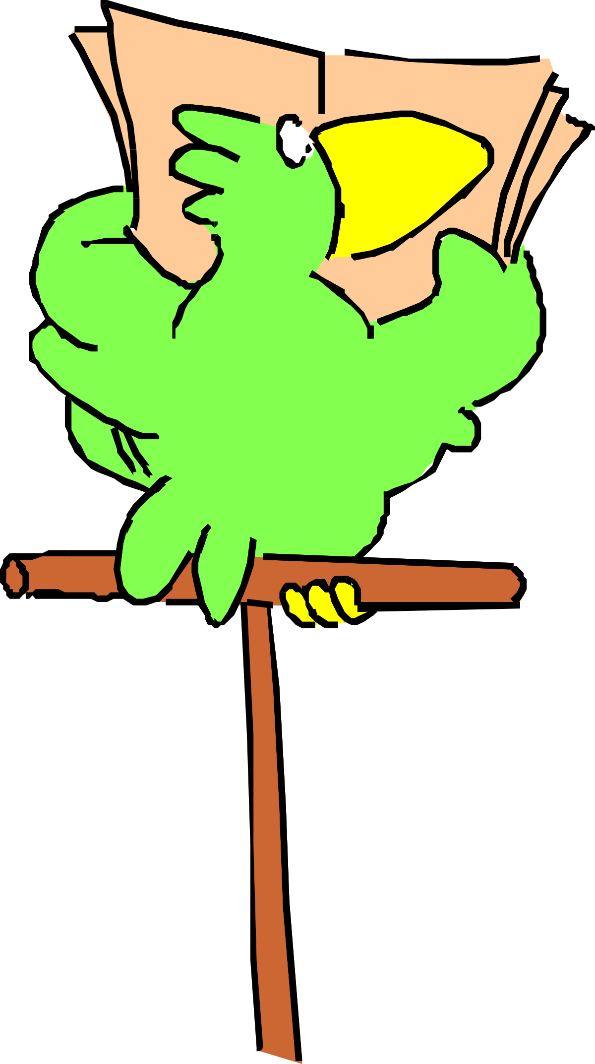 Green Bird Perched on Branch - Vibrant Clipart for Nature Lovers