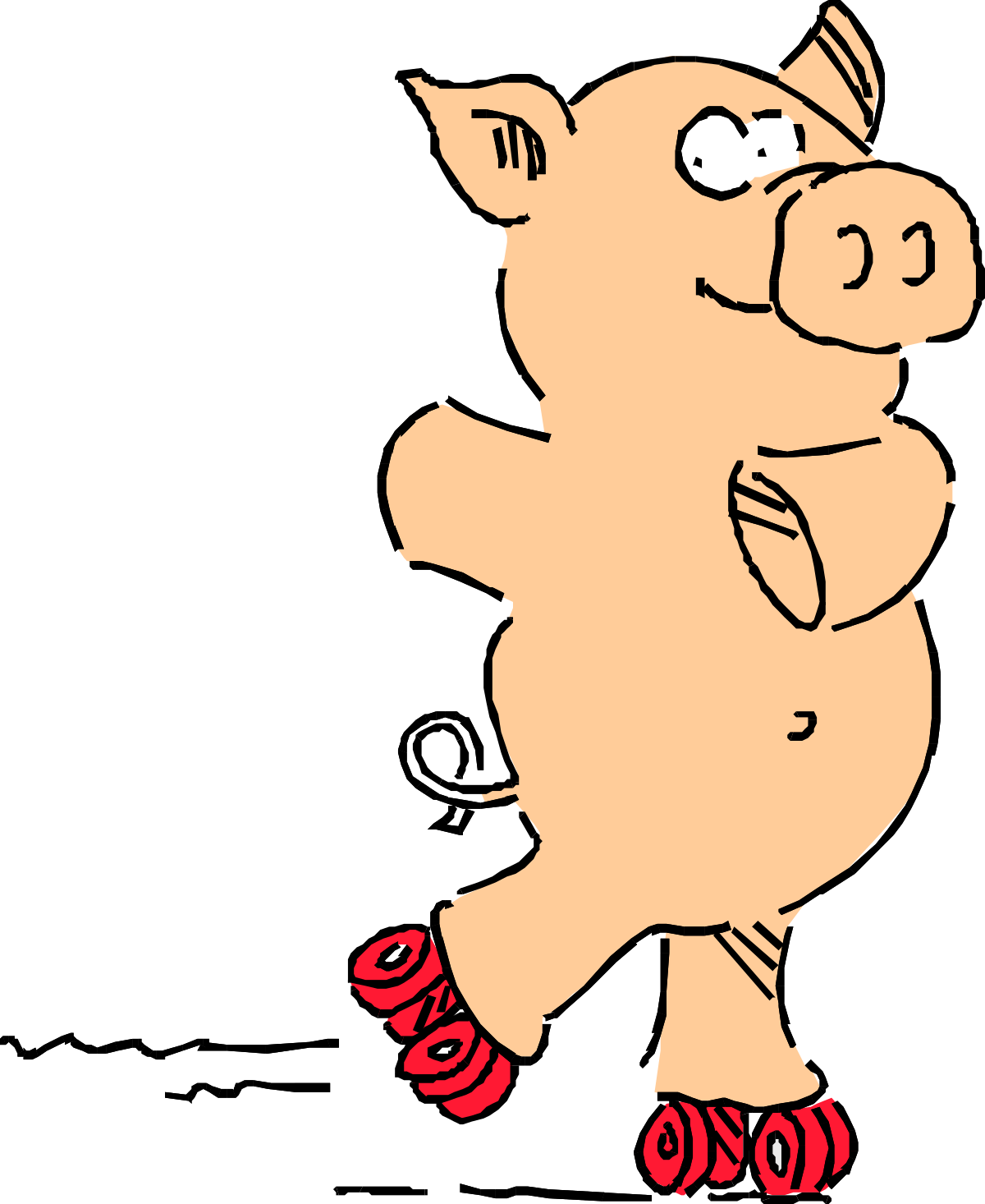 a cartoon pig with a red shoe on his feet clip art png transparent Cartoon Pig with Red Shoe Clipart for Fun Designs