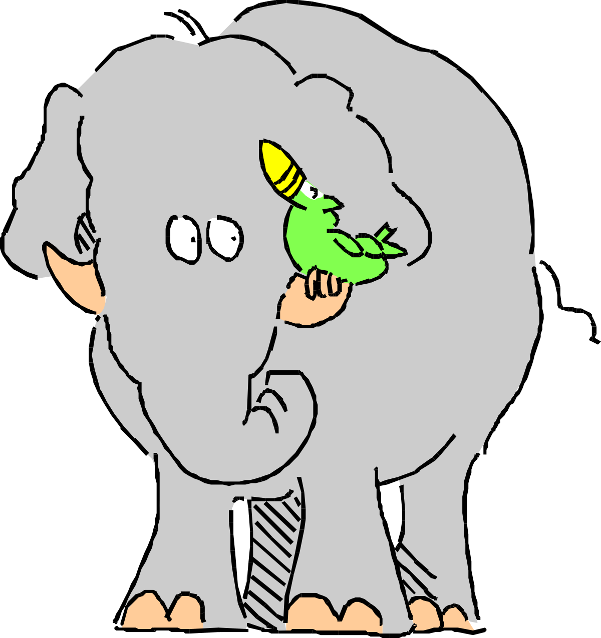 an elephant with a bird on its back clip art png transparent Elephant with Bird on Back Clipart - Whimsical Wildlife Illustration