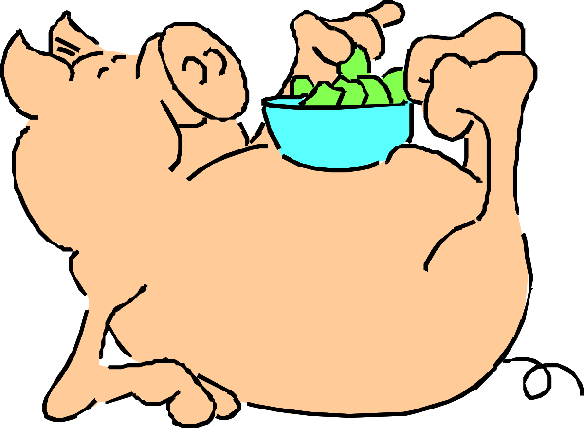Pig with Bowl of Food Clipart - Perfect for Farm and Food Themes