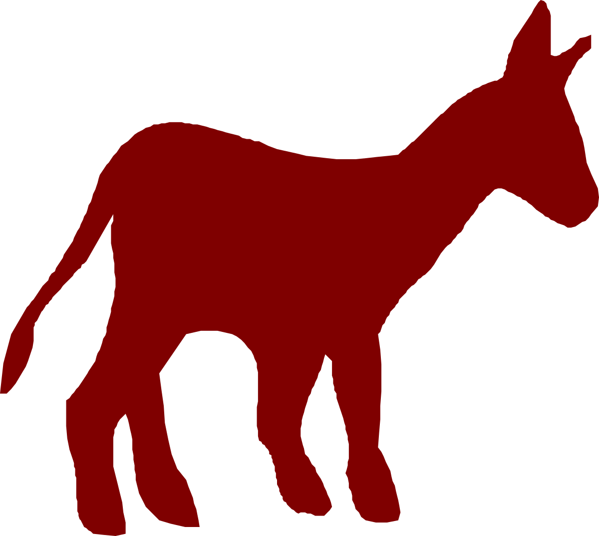 Red Donkey Clipart on Black Background - Vibrant Animal Illustration