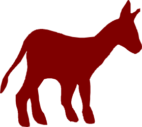 Red Donkey Clipart on Black Background - Vibrant Animal Illustration