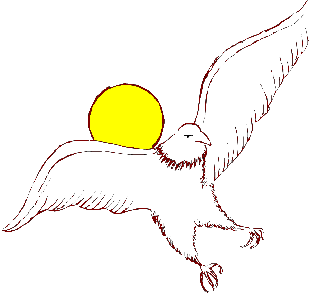 Bird Flying in Air with Sun Background Clipart