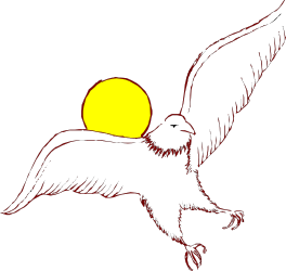 Bird Flying in Air with Sun Background Clipart