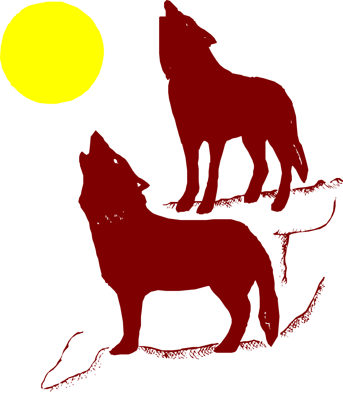 two wolfs in silhouette clip art png transparent Silhouette of Two Wolves: Stunning Clipart for Nature Lovers