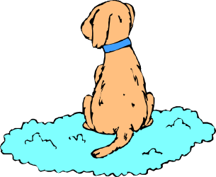 Dog on Cloud with Blue Collar - Whimsical Clipart Illustration