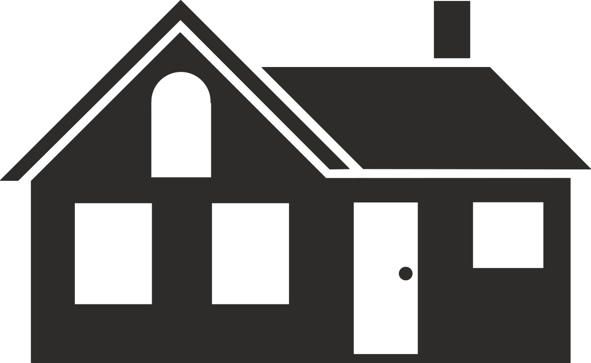 Black and White House Clipart with Chimney