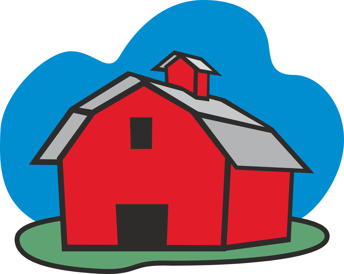 Red Barn with Blue Sky Clipart - Perfect for Agriculture Themes