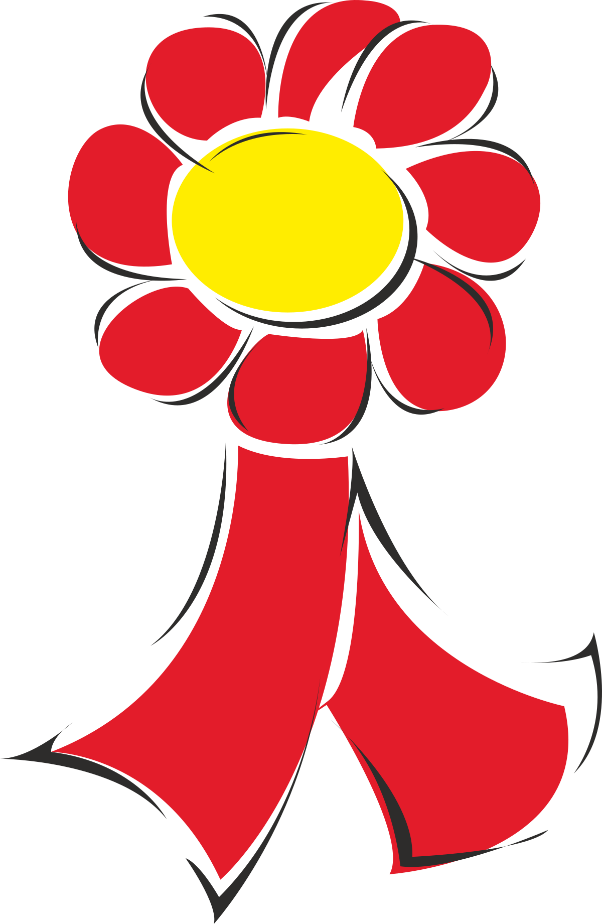 a red flower with a yellow center clip art png transparent Vibrant Red Flower with Yellow Center Clipart for Creative Projects