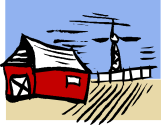 Red Barn with Blue Sky Clipart: Vibrant Country Scene