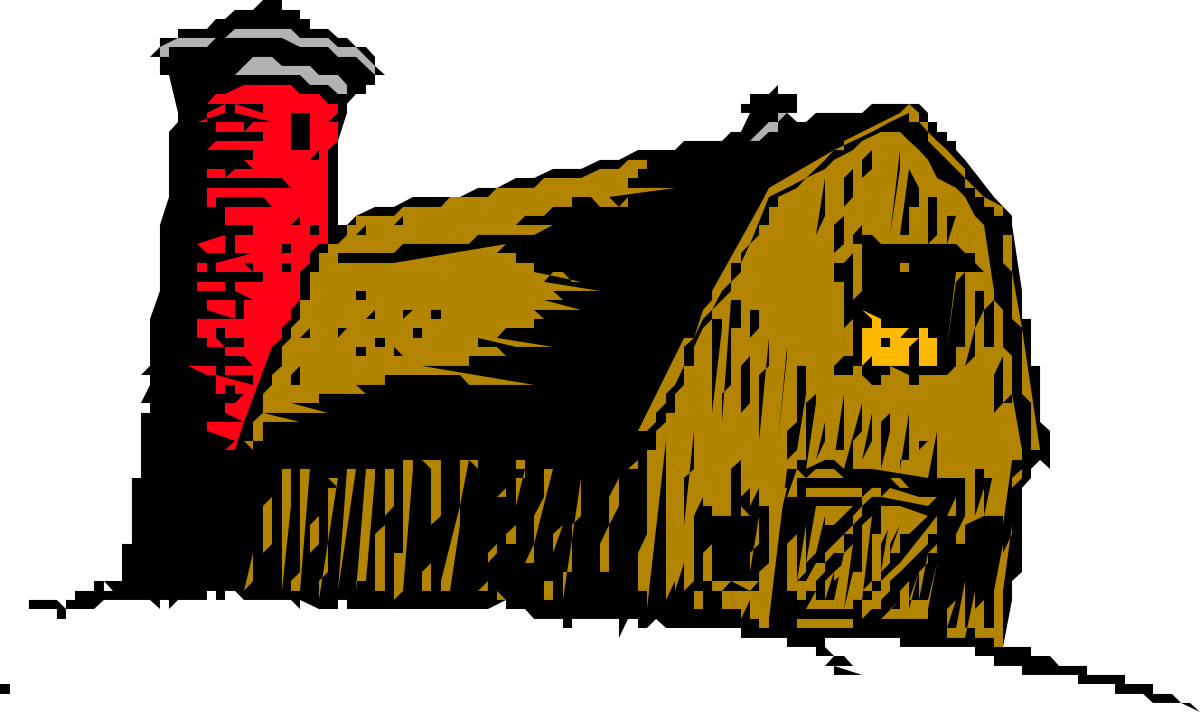 Red Barn Landscape Clipart: Rustic Farm Scene Illustration